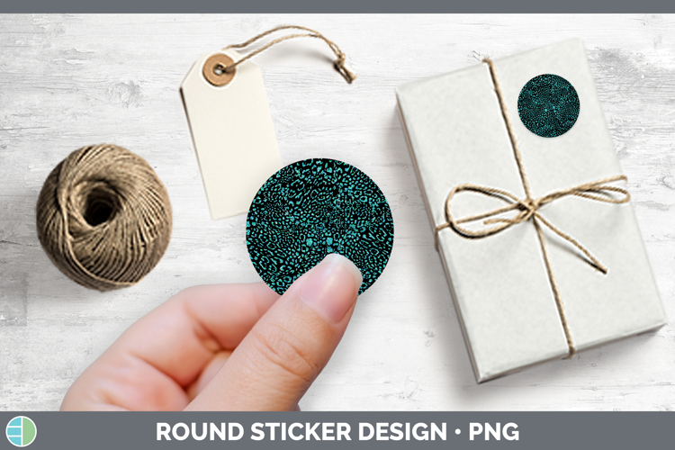 Animal Glitter Teal Jaguar Stickers | Round Labels Designs