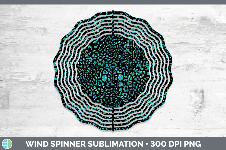 Animal Glitter Teal Jaguar Wind Spinner Sublimation Spinner