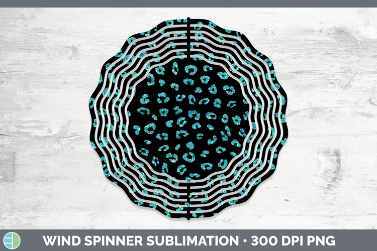 Animal Glitter Teal Leopard Wind Spinner Sublimation Spinner