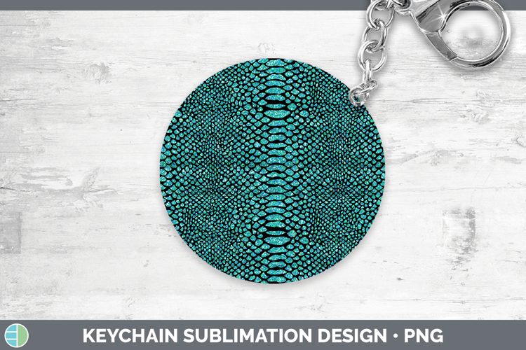 Animal Glitter Teal Snake Keychain Sublimation Keyring Desig
