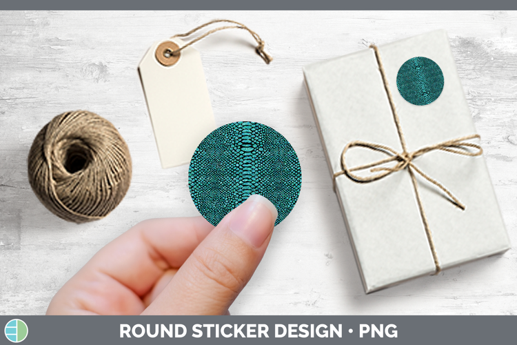 Animal Glitter Teal Snake Stickers | Round Labels Designs