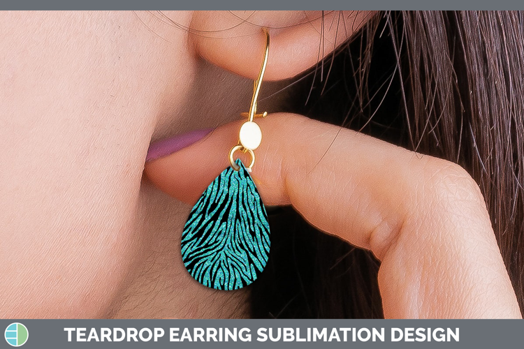 Animal Glitter Teal Zebra Teardrop Earrings Sublimation Earr