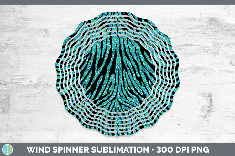 Animal Glitter Teal Zebra Wind Spinner Sublimation Spinner D