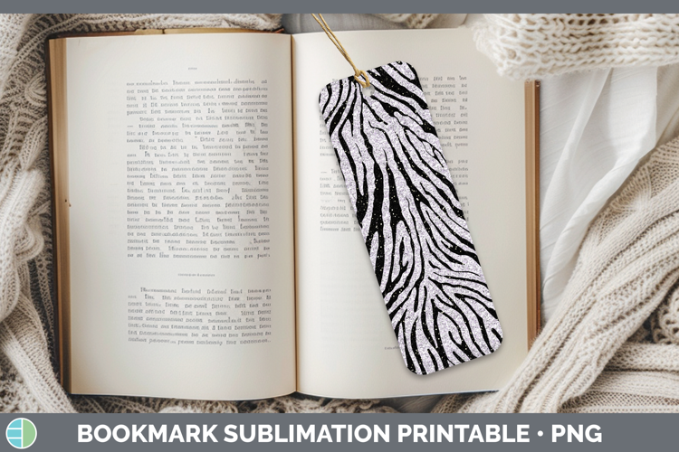 Animal Glitter Zebra Bookmark Sublimation Printable Designs