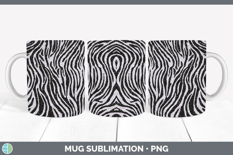 Animal Glitter Zebra Print Mug Wrap Sublimation Coffee Cup D