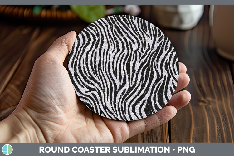 Animal Glitter Zebra Print Round Coaster Sublimation Coaster