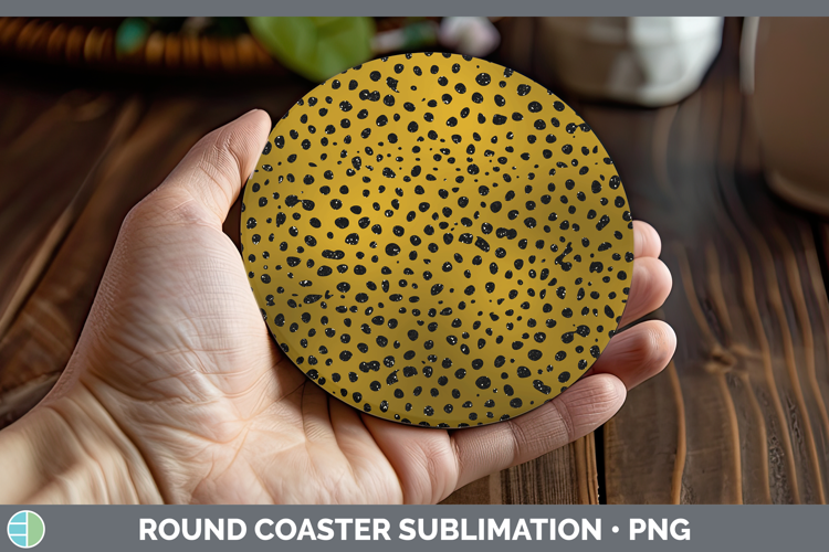 Animal Gold Cheetah Round Coaster Sublimation Coaster Design