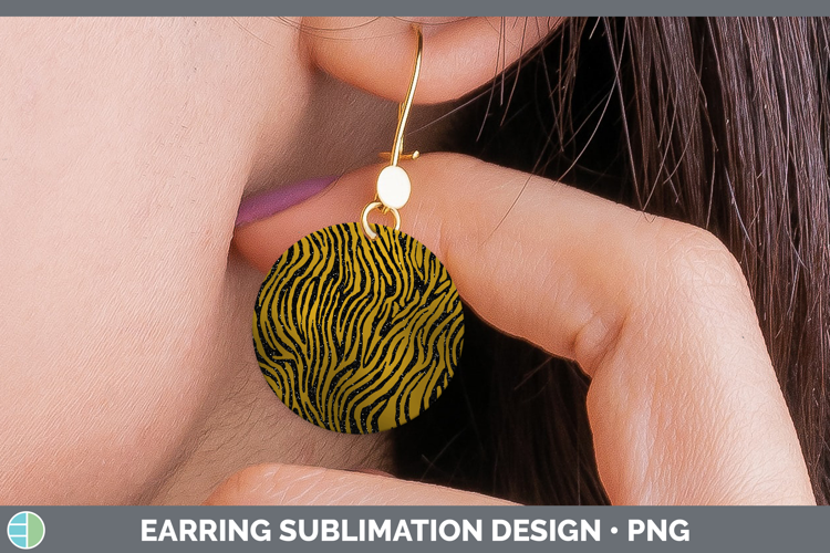 Animal Gold Zebra Round Earrings Sublimation Earrings Design