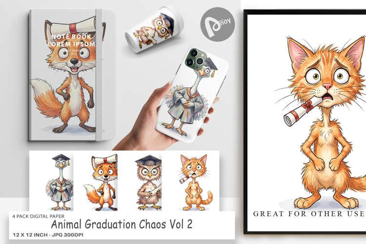 Chaotic Animal Graduation Digital Paper