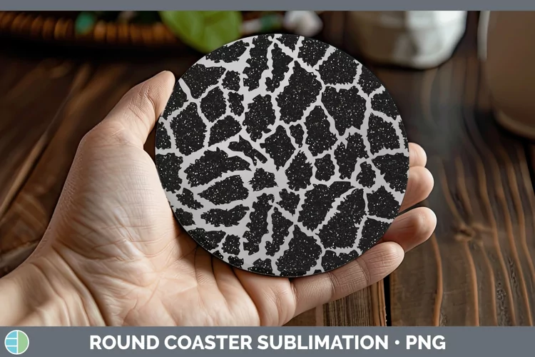 Animal Gray Giraffe Print Round Coaster Sublimation Coaster