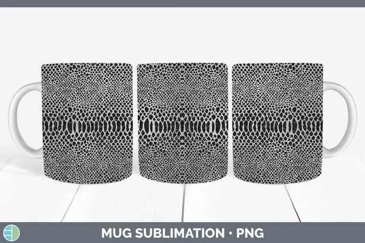 Animal Gray Snake Print Mug Wrap Sublimation Coffee Cup Desi