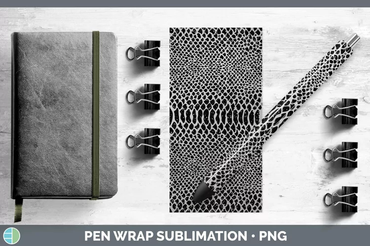 Animal Gray Snake Print Pen Wrap Sublimation Pen Designs