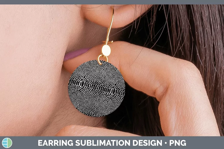 Animal Gray Snake Print Round Earrings Sublimation Earrings