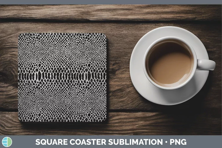 Animal Gray Snake Print Square Coaster Sublimation Coaster D