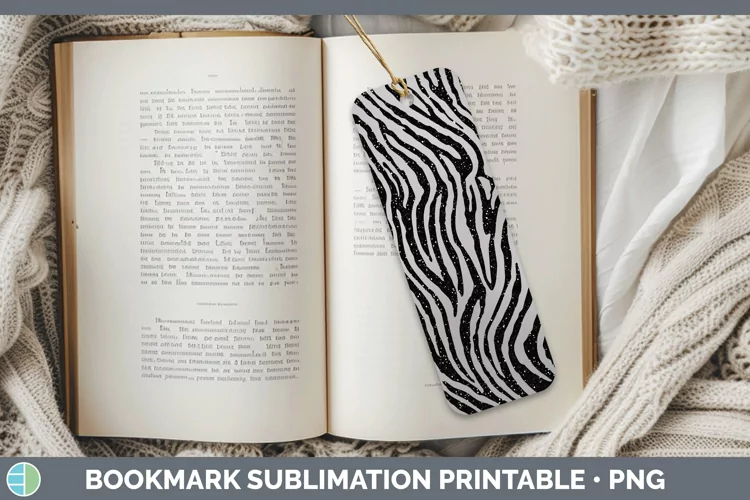 Animal Gray Zebra Print Bookmark Sublimation Printable Desig