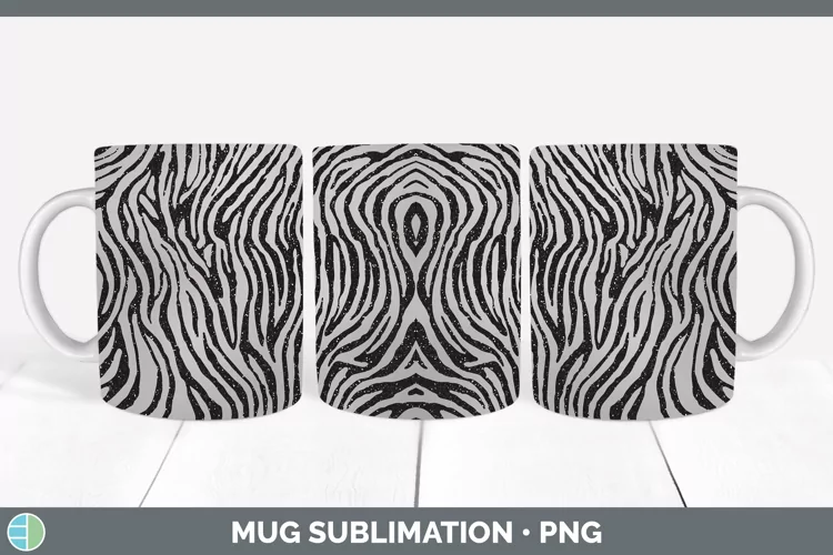 Animal Gray Zebra Print Mug Wrap Sublimation Coffee Cup Desi
