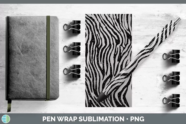 Animal Gray Zebra Print Pen Wrap Sublimation Pen Designs
