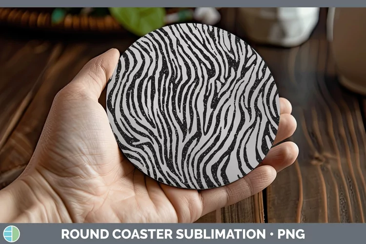 Animal Gray Zebra Print Round Coaster Sublimation Coaster De