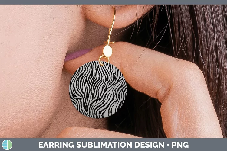 Animal Gray Zebra Print Round Earrings Sublimation Earrings
