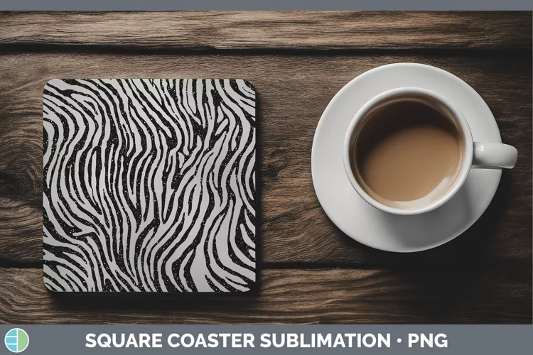 Animal Gray Zebra Print Square Coaster Sublimation Coaster D