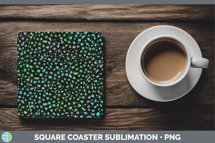 Animal Green Cheetah Print Square Coaster Sublimation Coaste