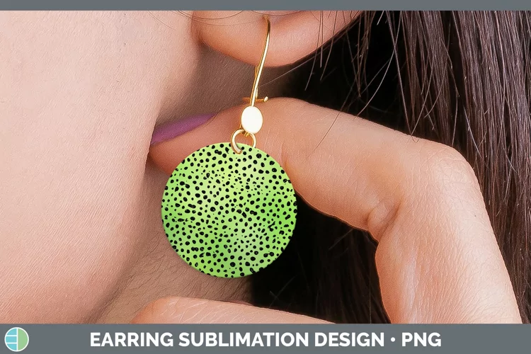 Animal Green Cheetah Round Earrings Sublimation Earrings Des