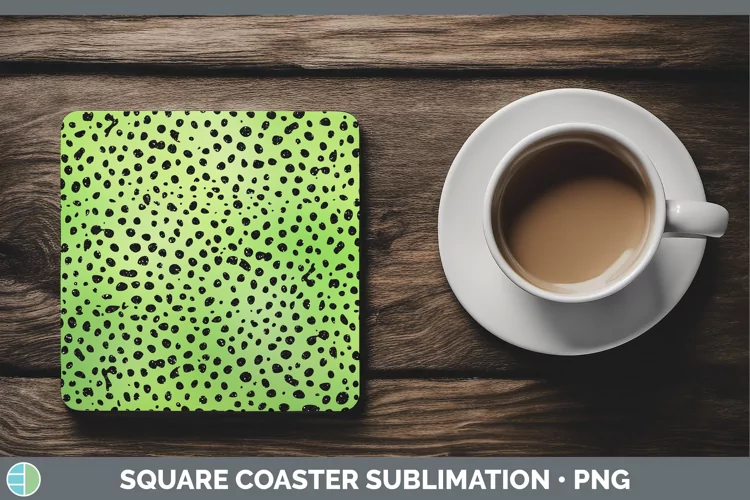 Animal Green Cheetah Square Coaster Sublimation Coaster Desi