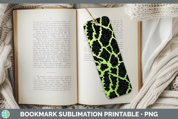 Animal Green Giraffe Bookmark Sublimation Printable Designs