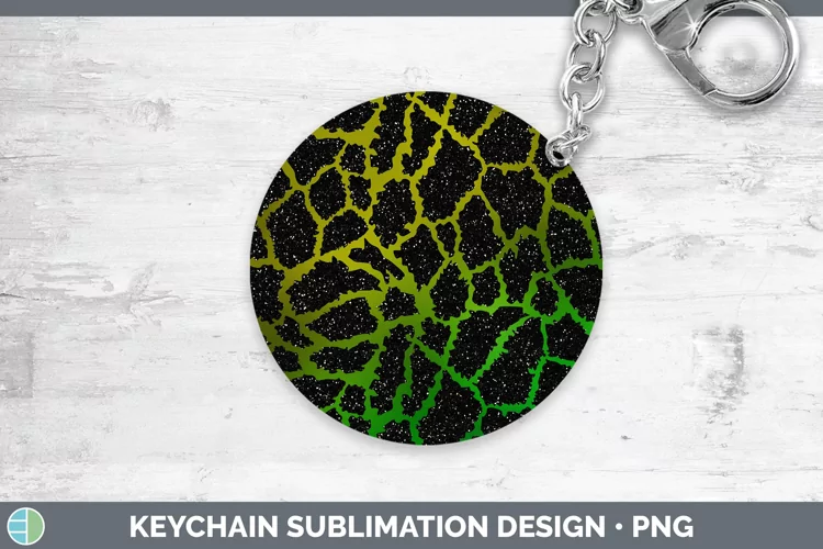 Animal Green Giraffe Print Keychain Sublimation Keyring Desi
