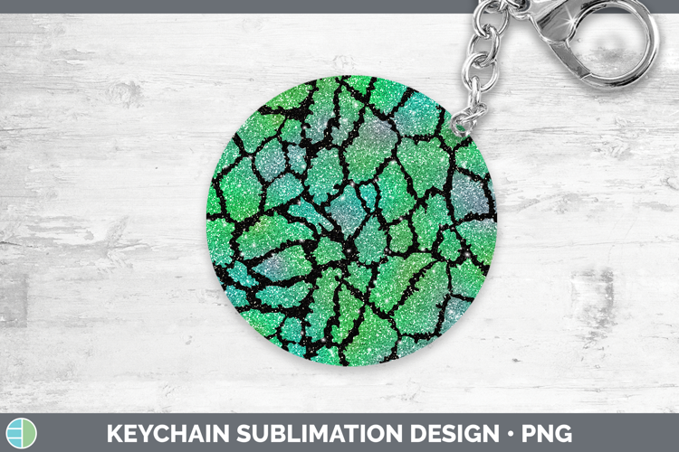 Animal Green Giraffe Print Keychain Sublimation Keyring Desi