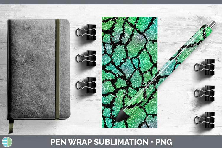 Animal Green Giraffe Print Pen Wrap Sublimation Pen Designs