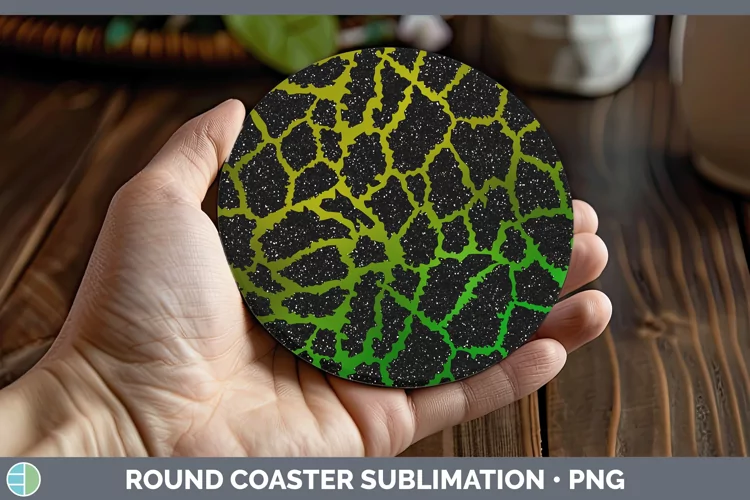 Animal Green Giraffe Print Round Coaster Sublimation Coaster
