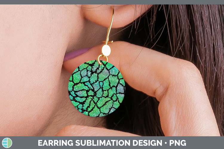 Animal Green Giraffe Print Round Earrings Sublimation Earrin