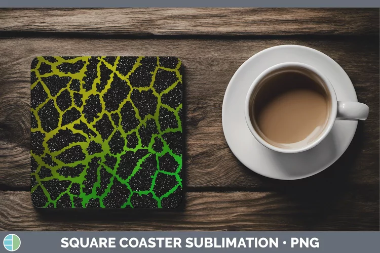 Animal Green Giraffe Print Square Coaster Sublimation Coaste