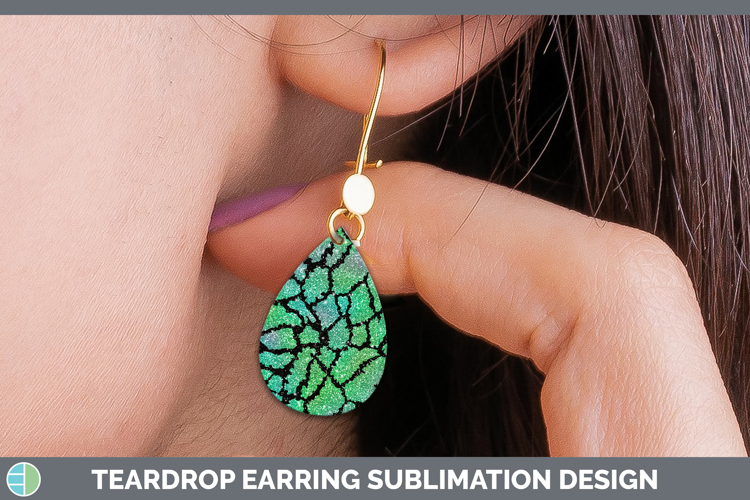 Animal Green Giraffe Print Teardrop Earrings Sublimation Ear