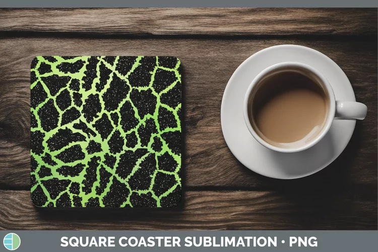 Animal Green Giraffe Square Coaster Sublimation Coaster Desi