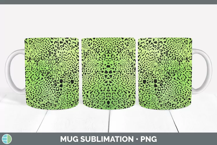 Animal Green Jaguar Mug Wrap Sublimation Coffee Cup Designs