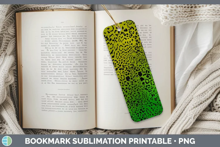 Animal Green Jaguar Print Bookmark Sublimation Printable Des