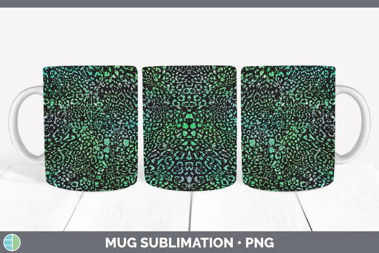 Animal Green Jaguar Print Mug Wrap Sublimation Coffee Cup De