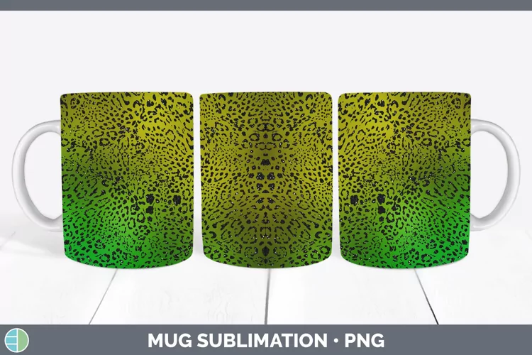 Animal Green Jaguar Print Mug Wrap Sublimation Coffee Cup De