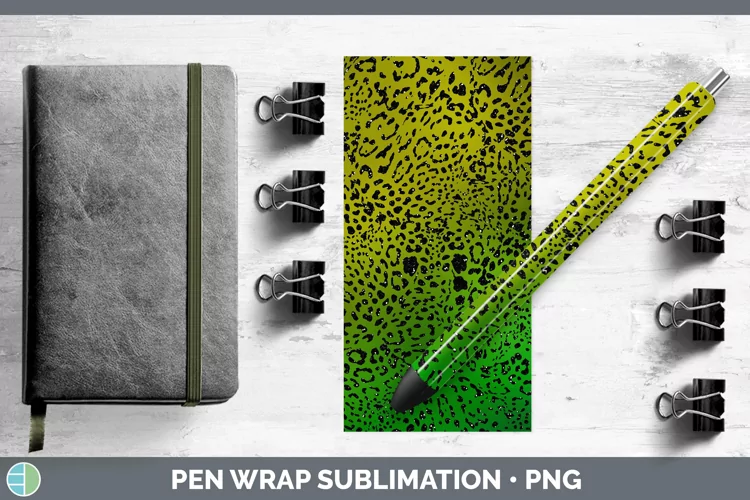 Animal Green Jaguar Print Pen Wrap Sublimation Pen Designs