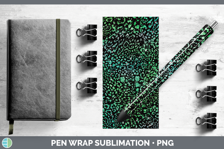 Animal Green Jaguar Print Pen Wrap Sublimation Pen Designs