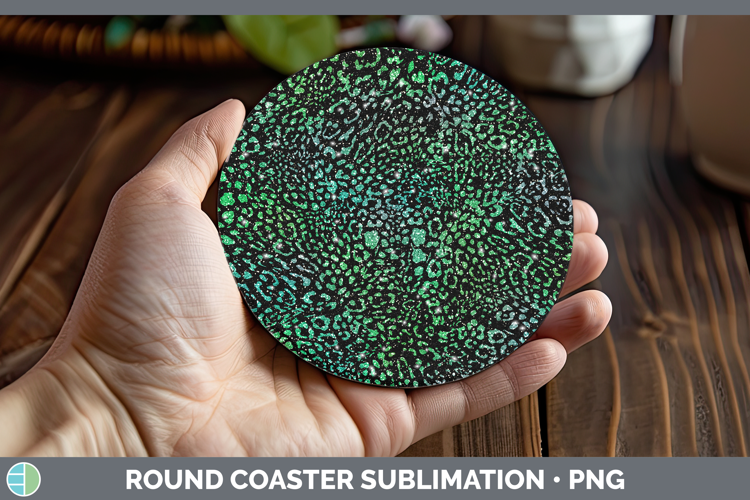 Animal Green Jaguar Print Round Coaster Sublimation Coaster
