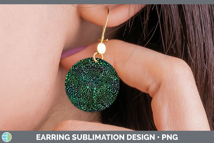 Animal Green Jaguar Print Round Earrings Sublimation Earring