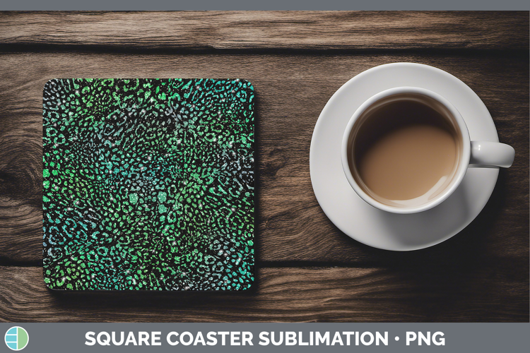 Animal Green Jaguar Print Square Coaster Sublimation Coaster