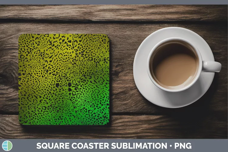 Animal Green Jaguar Print Square Coaster Sublimation Coaster