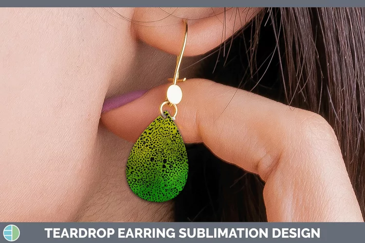 Animal Green Jaguar Print Teardrop Earrings Sublimation Earr