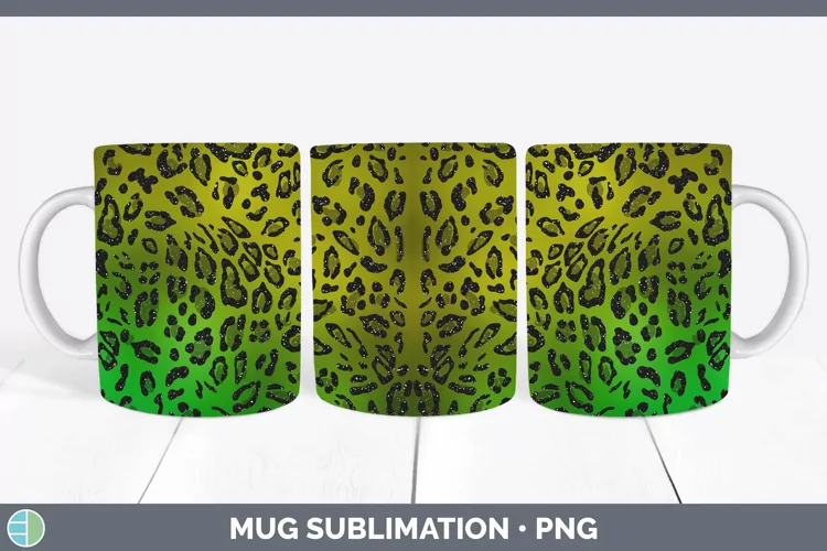 Animal Green Leopard Print Mug Wrap Sublimation Coffee Cup D
