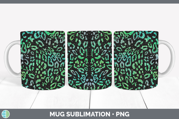 Animal Green Leopard Print Mug Wrap Sublimation Coffee Cup D