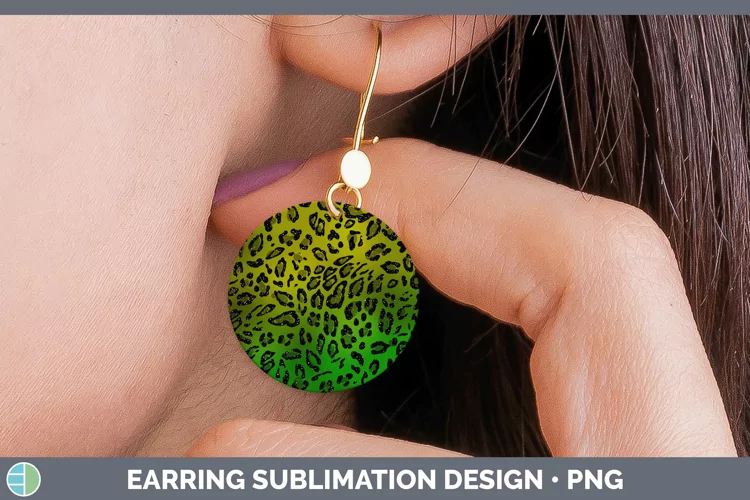 Animal Green Leopard Print Round Earrings Sublimation Earrin
